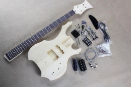 Factory Custom Unusual Shape Electric Bass Guitar Kit(Parts) with 4 Strings,Chrome Hardware,DIY Bass Guitar,Offer Customised