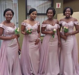 Long Off Shoulder Bridesmaid Dresses 2019 African Summer Country Garden Formal Wedding Party Guest Maid of Honour Gowns Plus Size Custom Made