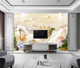 3d Wallpaper Luxury atmosphere sea river water marble HD Digital Printing Moisture Wall paper