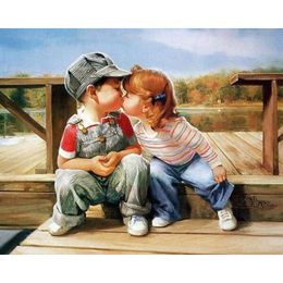 DIY Oil Painting By Numbers Childlike innocence 22 50*40CM/20*16 Inch On Canvas For Home Decoration Kits [Unframed]