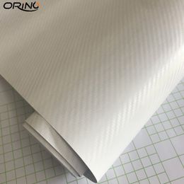 Premium White 3D Carbon Fibre Vinyl Car Wrap Film Self Adhesive Carbon Sticker Decal For Vehicle Car Full Body Wrapping Foil Air Release