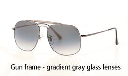 Großhandels-Metallrahmen UV400 Glaslinsen Sonnenbrille Frauen Männer Markendesigner Brillen Fahren Sonnenbrillen mit Kleinkasten und Etikett