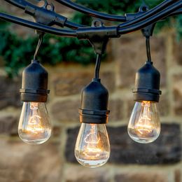 Edison2011 IP65 15M Edison LED String Lights Waterproof E27 Warm LED Retro Edison Filament Bulb Outdoor Street Garden Patio Holiday Lighting