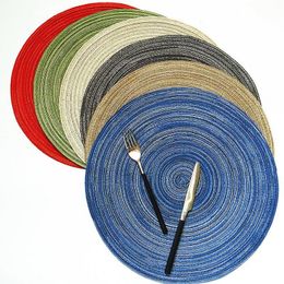 4pcs/lot Braided Woven Colorful Round Placemats Heat Resistant Dining Table Mats Non-Slip Washable Place Mats Set