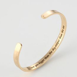 Fashion Gifts Bracelet Stainless Steel Free Engraving Cuff Bangle charm Silver/gold Bracelet Gift Personalised Mantra