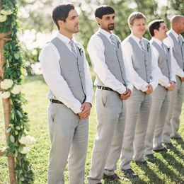 Handsome Groomsmen Wear For Wedding 2 Pieces Mens Wedding Tuxedos Beach Best Man Blazer Jackets Suits(Vest+Pants)