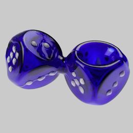 Very realistic double-sided blue dice handmade pipe good quality creative tobacco glass smoke pipe good gift