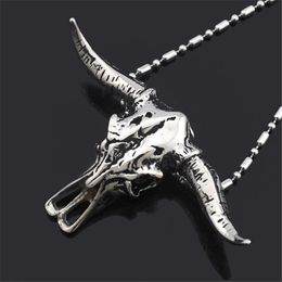 Fashion- Silver Steel Bull Head Mens Necklaces & Pendants Men Accessories Personalised Punk Pendant Necklace