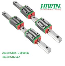 2pcs Original New HIWIN HGR25 - 600mm linear guide/rail + 4pcs HGH25CA linear narrow blocks for cnc router parts