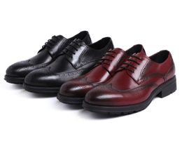 Purple Black White Men Shoes Work Wear Style Round Toe Soft-Sole Cowhide Wedding Fashion Oxfords Homme With Box