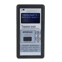 Freeshipping Multi-functional LCD Backlight Transistor Tester Diode Thyristor Capacitance Meter ESR LCR Meter with Grey Plastic Case