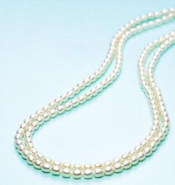 2 rows of 9-10mm South Sea Baroque white pearl necklace 18 "19" 925