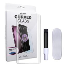 Support Fingerprint Unlock UV Full Glue Tempered Glass Screen Protector for Samsung Galaxy S10 S10 PLUS S10E UV Liquid Glue In box 30pcs/lot