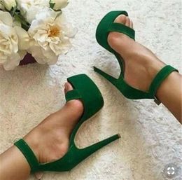 Fashion Open Elegant Toe Women One Platform Stiletto Heel Sandals Ankle Strap Super High Heels Formal Dress Shoes 5 s