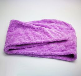 Magic quick dry hair towel absorbing bathing shower cap hair drying ponytail holder cap lady coral fleece hair hooded towel high quality