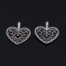 Tibetan silver heart charms hollow out alloy pendants for diy Jewellery accessories for necklace bracelet Making findings 16*14mm