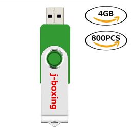 Bulk 800PCS 4GB USB Flash Drives Metal Rotating Memory Sticks Swivel USB Pen Drive Thumb Storage LED Indicator for Computer Laptop Tablet