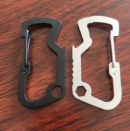 Muitl function EDC quickdraw hanging Carabiner bottle opener Allen wrench spanner keychain climbing hiking outdoor sport hand tool