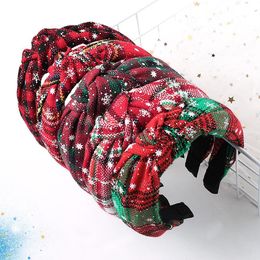 5 Colour Women Girls Christmas Headband Hairband Red Green XMAS Snow Elastic Ring Hair Ties Accessories Knot Hairbands