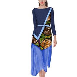 african bazin dresses for women Maxi Dresses Puls Size womens african designed clothing o-neck dashikis cotton dress 5xl WY2738