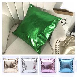 Bright PU Pillow Cover 45*45cm Retro Pillow Case Square Throw Pillows Imitate PU Cushion Cover Car Sofa Bed Home Decor