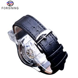 Forsining 2021 Royal Luxury Design Mens Silver Gear Movement Transparent Star Surface Open Work Skeleton Mechanical Wrist Watch239M