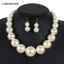Trendy Big Simulated Pearl Necklace Jewellery Sets For Women 2017 New Brand Fashion African Beads India Jewellry Sets JJAL T204