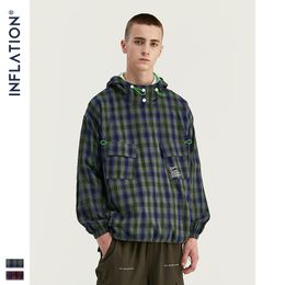 Men's clothing-2019 autumn and winter street lattice drawstring hem fluorescent green English men's loose hooded sweater tide