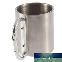 Outdoor Stainless Steel Coffee Mug Travel Camping Cup Carabiner Aluminium Hook Double Wall Camp Equipment