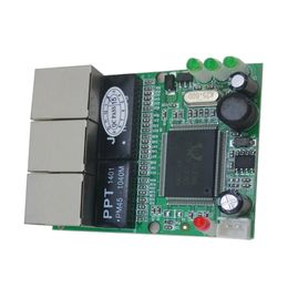 Freeshipping mini 3 port ethernet switch 10/100mbps rj45 network switch hub pcb module board for system integration