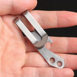 Multi-function metal bottle opener 3 in 1 waist clip key buckle money clip opener triad gadgets Outdoor small EDC tool