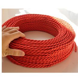 Freeshipping 100m/lot 2*0.75 Copper Cloth Covered Wire Vintage Style Edison Light Lamp Cord Grip Twisted Fabric Lighting Flex Electric Cable