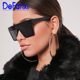 Square Plastic Black Sunglasses Women mens brand Sun Glasses flat shield frame Big Shades Fashion Brand Sunnies UV400