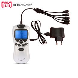 2.5 Head Professional Electric Shock 1 To 5 Cable Massage Shock Conversion Wire Adult Sex Toys Products + EU Standard Adapter Y18110801