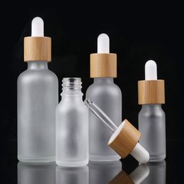 10ml 15ml 20ml 30ml 50ml 100ml Frosted glass dropper bottle oil bottle with bamboo essence in frosted glass