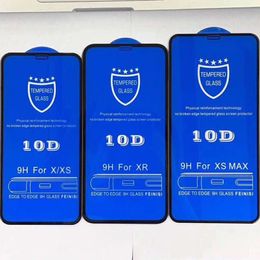 Full Cover 10D Large Curve Drop Glue Tempered Glass Screen Protector FULL Glue FOR IPHONE 12 11 pro max XR XS MAX 6 6S 7 8 PLUS 400pcs/lot
