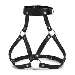 Sexy Women Bondage PU Leather Open Cup Chest Bra Body Top Harness Adjustable Belt AD A675