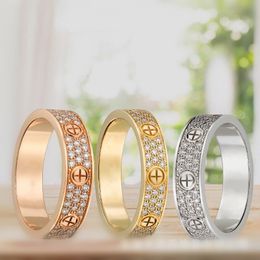 Couple Love Diamond Rings Womans Luxury Full Diamond Ring Titanium Steel Ms. Eternal Star Diamond ring Couple Band Rings with Original box