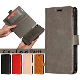 30 pcs Mixed Sale 2 in 1 Retro Multi Card Slots PU Leather Phone Case for iPhone X XR XS Max 6 7 8 and Samsung Note 8 9 S10 Edge S8 S9 Plus