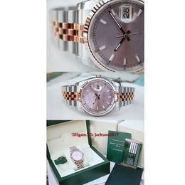 Original box certificate Casual Modern Men's Watches 116231 Mens Steel Gold Pink Index Dial 36MM