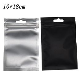 10*18cm Matte Black Mylar Zipper Plastic Package Bag 100Pcs/lot Frosted Zip Lock Aluminum Grip Seal Reclosable Package Bag Wholesale