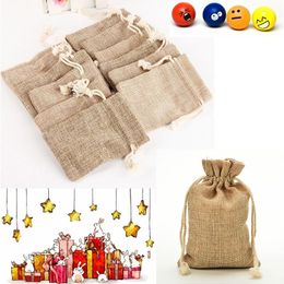 Burlap Jute Sacks Vintage Weddings Parties Favour With Drawstrings Gift Bags Packaging Bag Christmas Party New Arrival