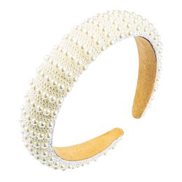 -Luxus simulierte Perlen Designer Stirnband für Frauen-Weinlese Hand Made Fest Farbe Thick Schwamm-Haar-Band-Braut Hochzeit Kopfschmuck