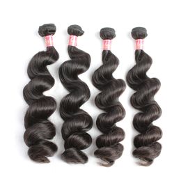 bella unprocessed brazilian virgin loose wave hair double weft natural black Colour dyeable wavy extensions 4pcs lot