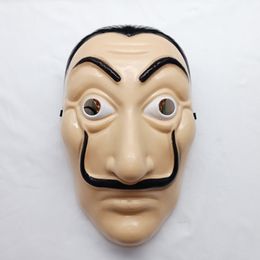 La Casa De Papel Maschera a pieno facciale in plastica Salvador Dali Costume Maschera cinematografica per Halloween realistico