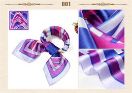 Wholesale-60*60cm Women Silk Square Scarves Stripe Plated Magic Satin Scarf Lady Small Kerchief Towel Scarf 10Pcs/Lot Free Shipping