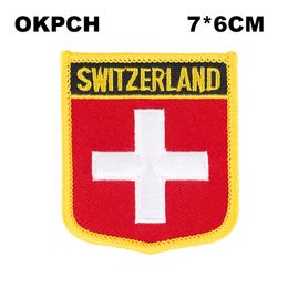 Switzerland Flag Embroidery Iron on Patch Embroidery Patches Badges for Clothing PT0149-S