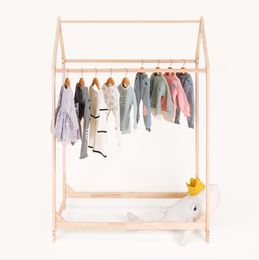 Children's hanger Cabinets clothing store solid wood middle island rack small house hangers double hanging display shelf