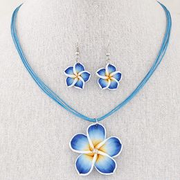 New Fashion Hawaii Plumeria Flowers Jewellery Sets Polymer Clay Earrings Necklace Pendant