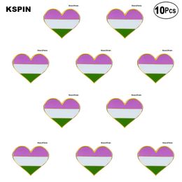 Genderqueer Pride Heart Shape Lapel Pin Flag badge Brooch Pins Badges 10Pcs a Lot